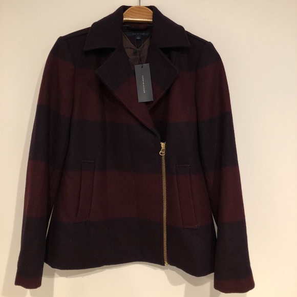 NWT Tommy Hilfiger M Burgundy Plaid  Wool Jacket - Picture 2 of 15